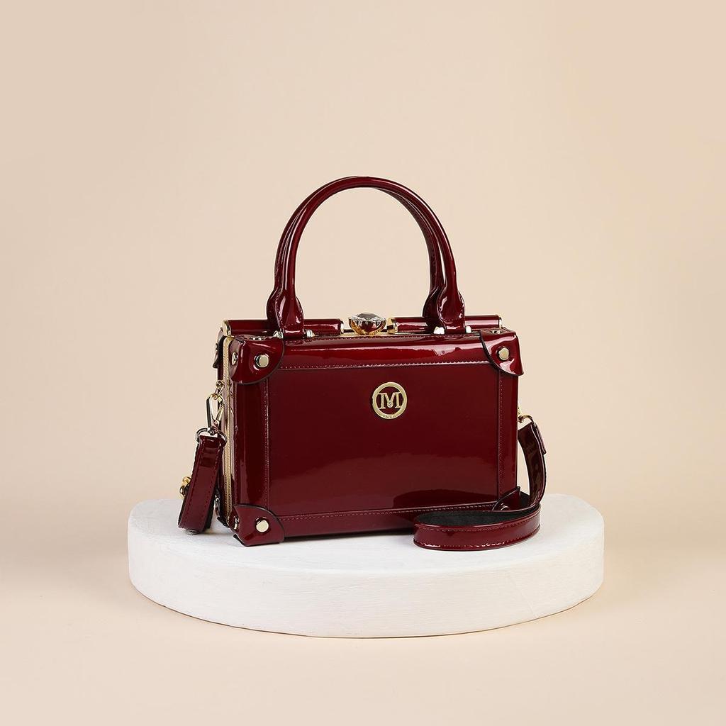 Винтажная квадратная женская сумка кроссбоди из лакированной кожи - Универсальная сумка на одно плечо