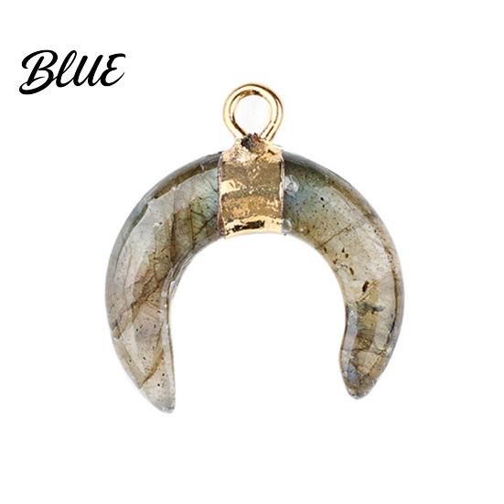 DIY Pendant Charm Gold-Plated Edging Crescent Horn Design Natural Imitation