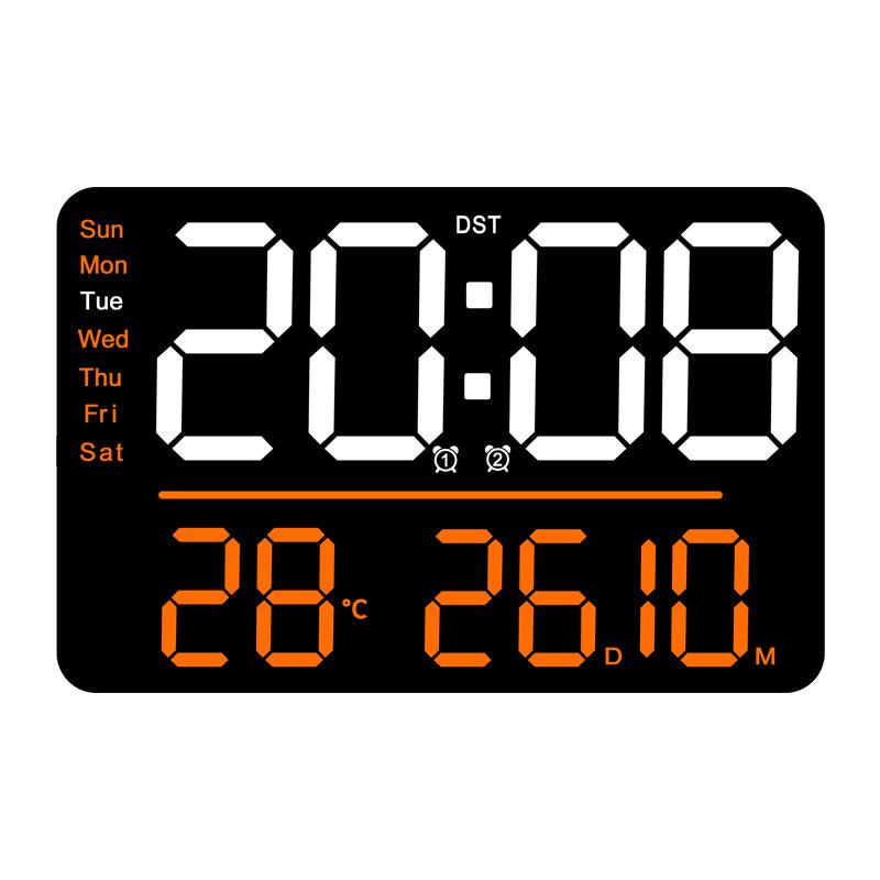 Creative Multifunctional LED Wall Clock - Minimalist Large Living Room Clock with Thermometer & Hygrometer, 6636