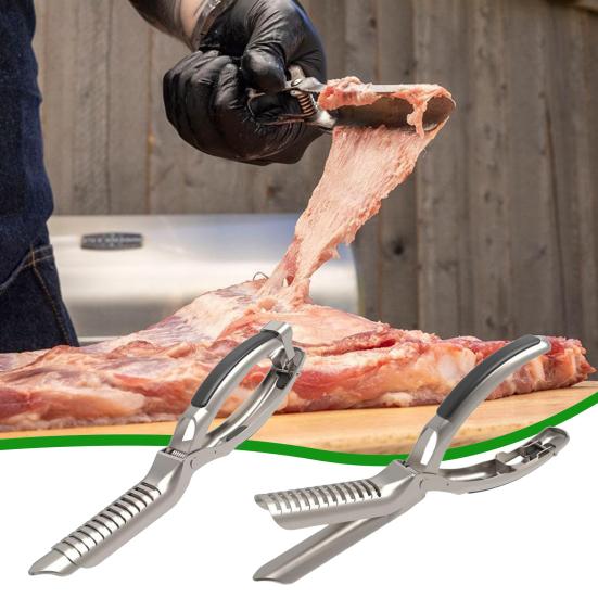 Инструмент для удаления мембраны из ребер Набор для подготовки ребрышек для барбекю из нержавеющей стали Эргономичный дизайн Инструменты для снятия мембраны из ребер