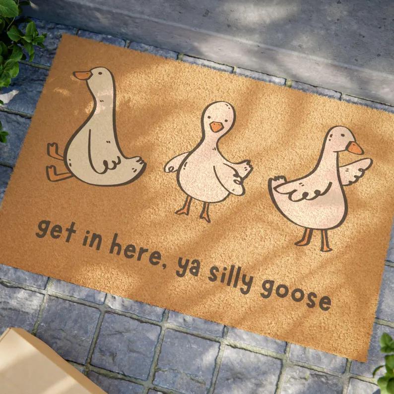 Cartoon Goose Welcome Door Mat Carpet Mat Rug Living Room Home Decoration Cute Animal Pattern Floor Mat Non Slip Door Mat