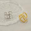 New stainless steel hollow ring, personalized fashion and simple women's opening adjustable ring