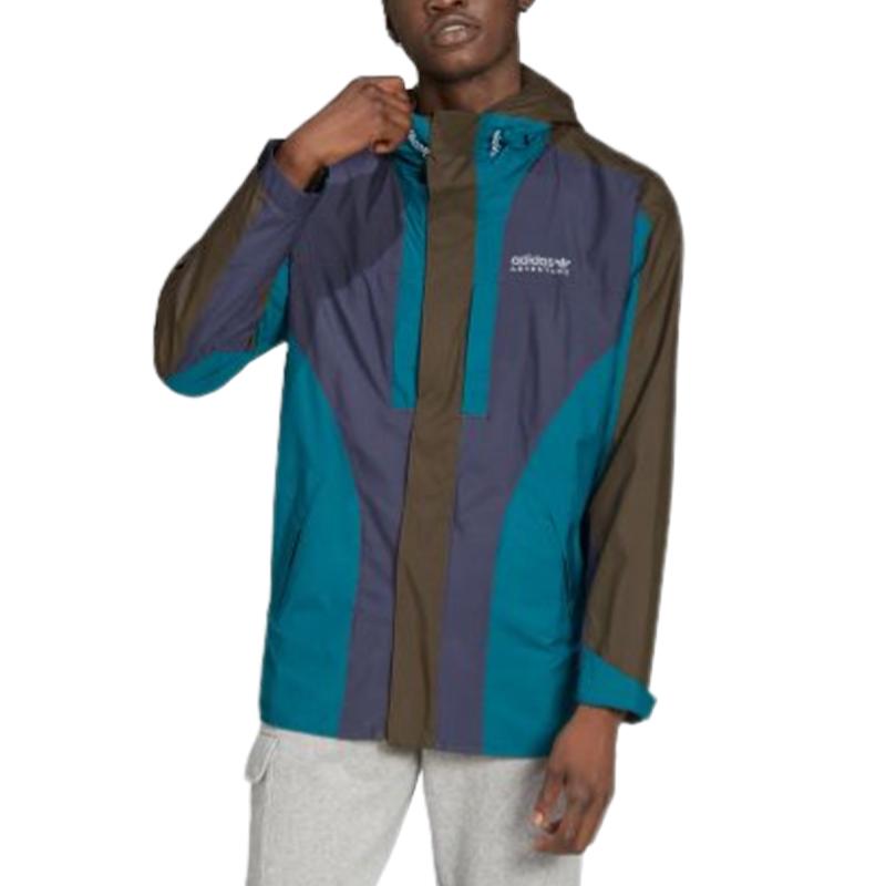 Adidas Оригинальная спортивная куртка с цветными блоками трилистника, мужская верхняя одежда, бирюзовый синий HF4803