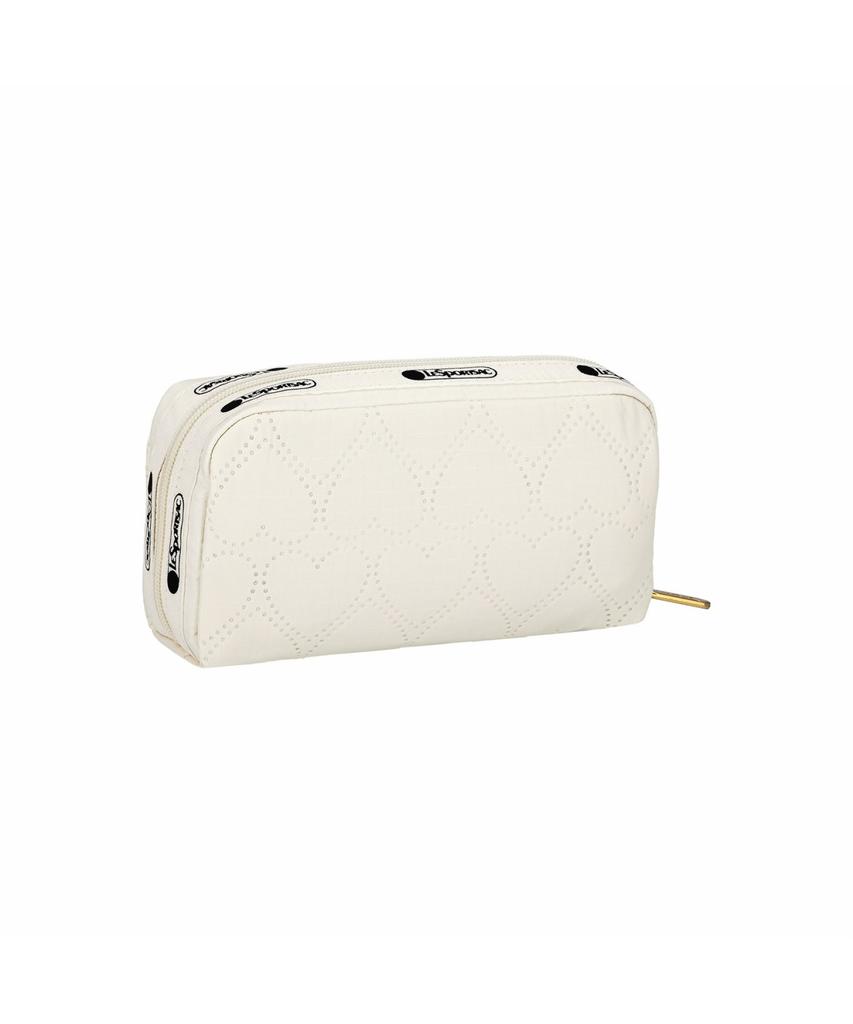 Lesportsac Кремовая Прямоугольная Косметичка с тиснением в виде Сердец [6511.He64]