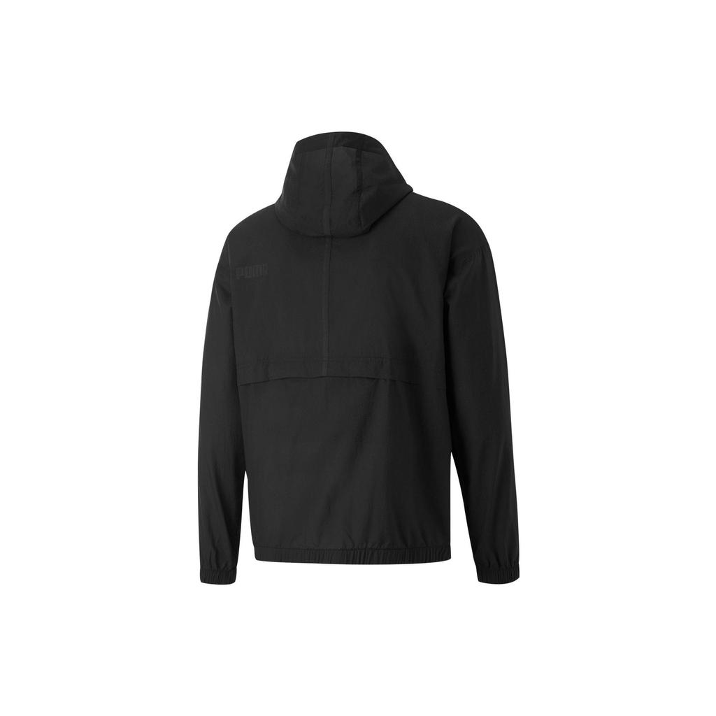 Puma Logo Print Solid Color Hooded Jacket Men Jackets Black 849444-01