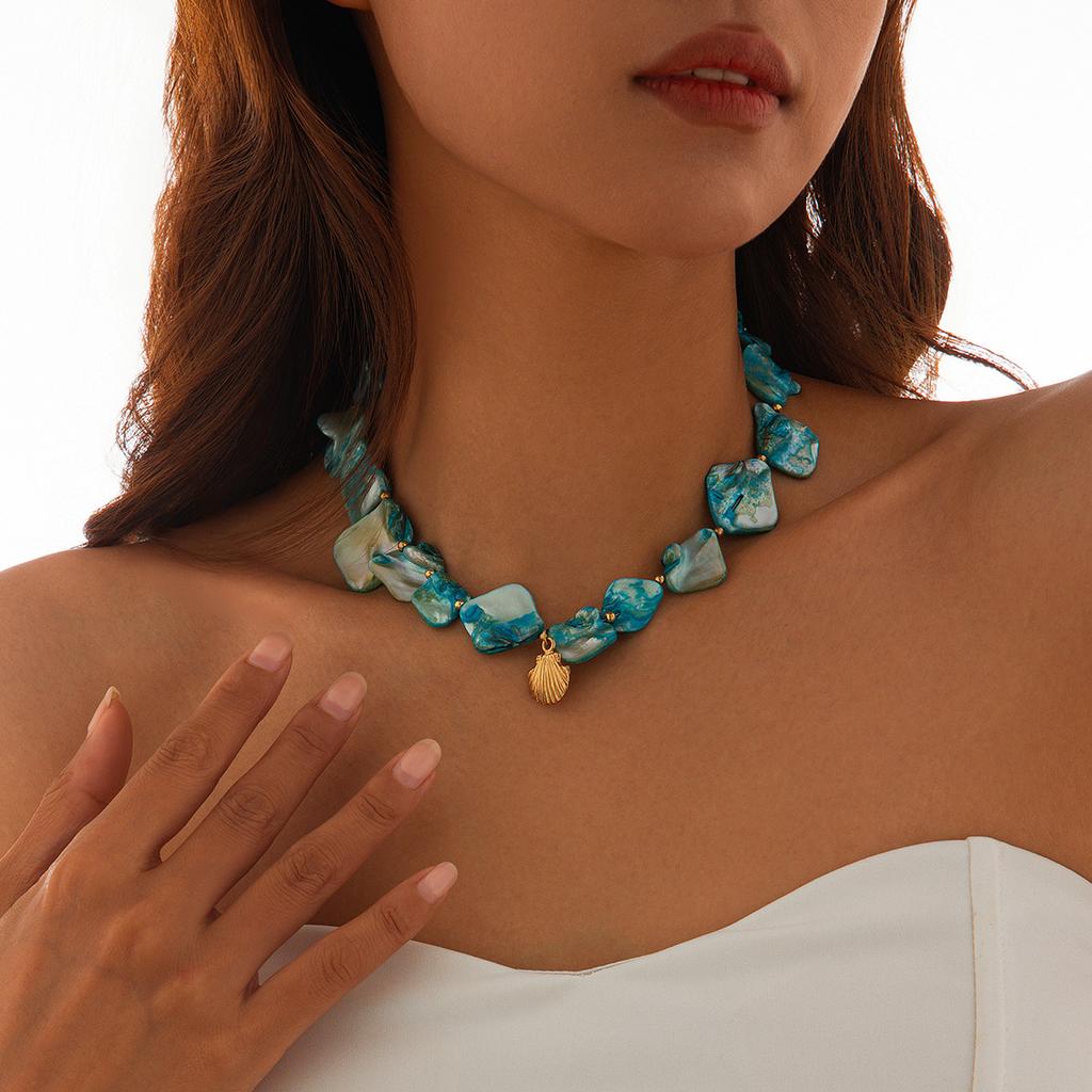 Пляжный отдых ракушка ключица цепочка ожерелья ювелирные изделия 2024 новый звезда чокер ожерелье для женщин жемчужные вечеринки праздничные аксессуары