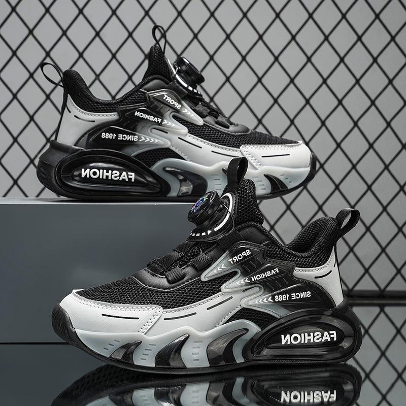 Children's Rotating Buckle Classmate Spring and Autumn Breathable Mesh Sports Shoes Boys Versatile Fashion Running Shoes Entity