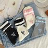 Spring and Summer Socks, Princess Lace Bow Socks, Breathable and Sweat-absorbing Cotton Socks, Mid-calf Socks
