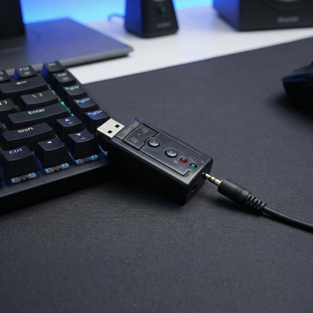 Internal Amplifier and Volume Controls Virtual Sound Card with 3.5mm and Microphone Ports USB External Sound Adapter