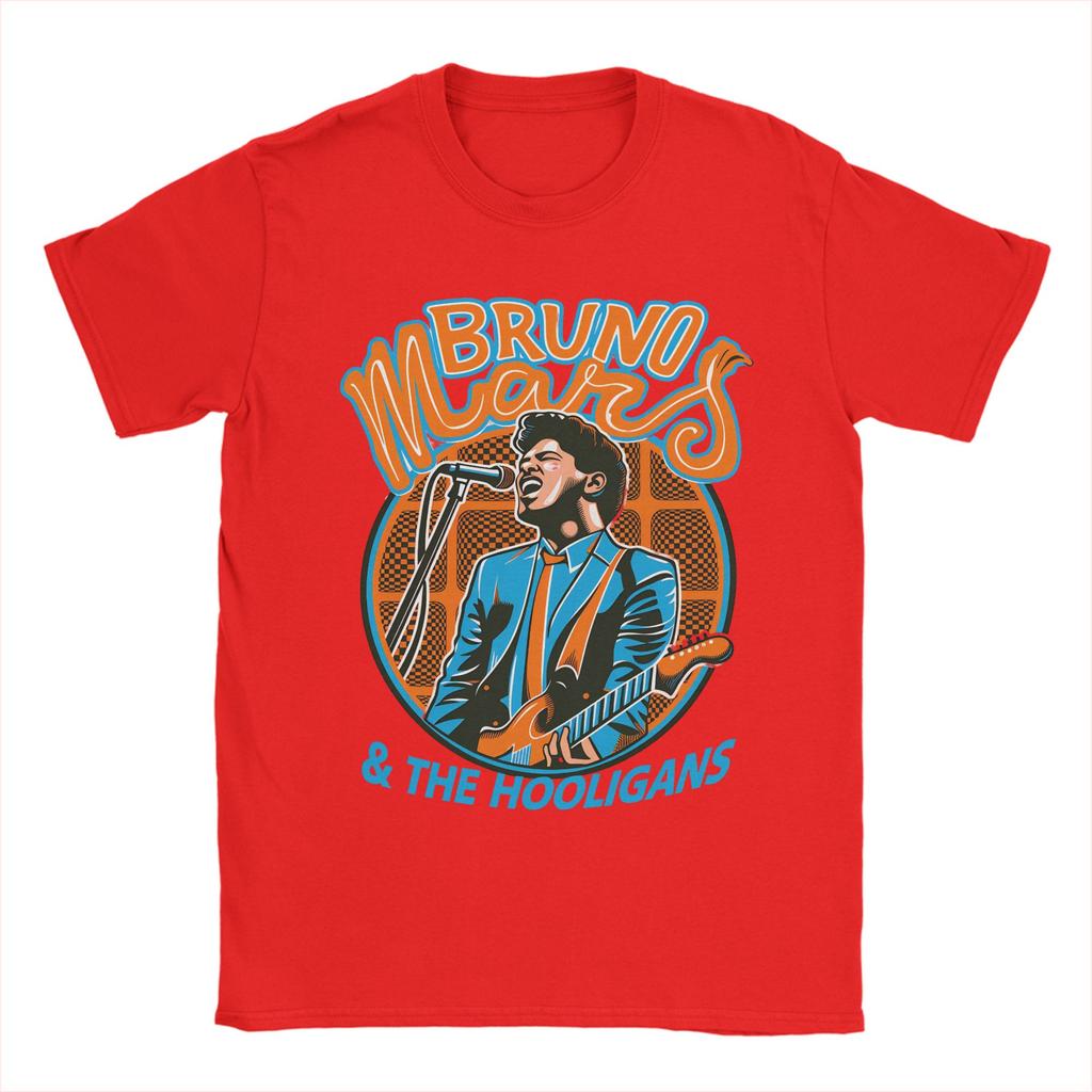 Unisex Rapper Bruno Mars T Shirts Pure Cotton Tops Vintage Short Sleeve Crew Neck Tees Plus Size TShirts