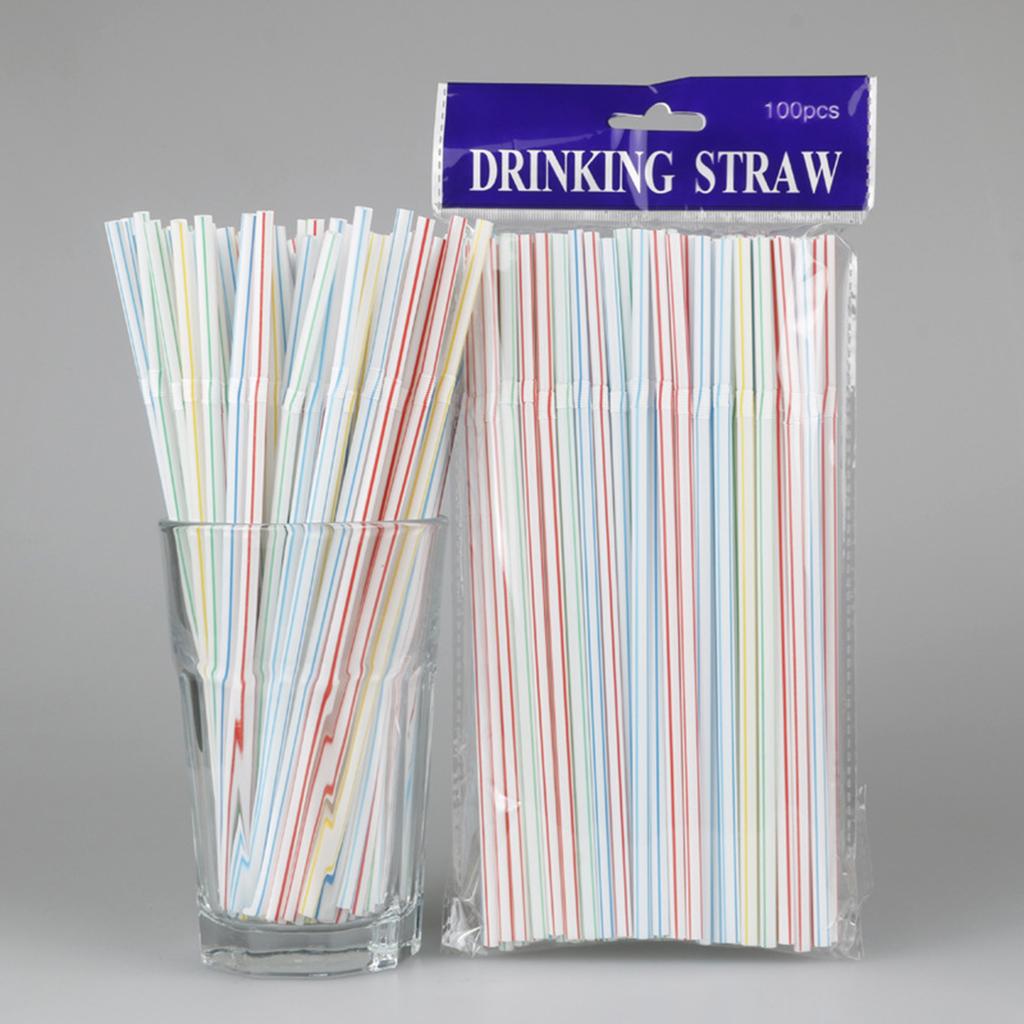 Set of 100 Colorful Bendable Plastic Straws Throwaway Straws Durable Drinking Straws Plastic Material for All Occasion