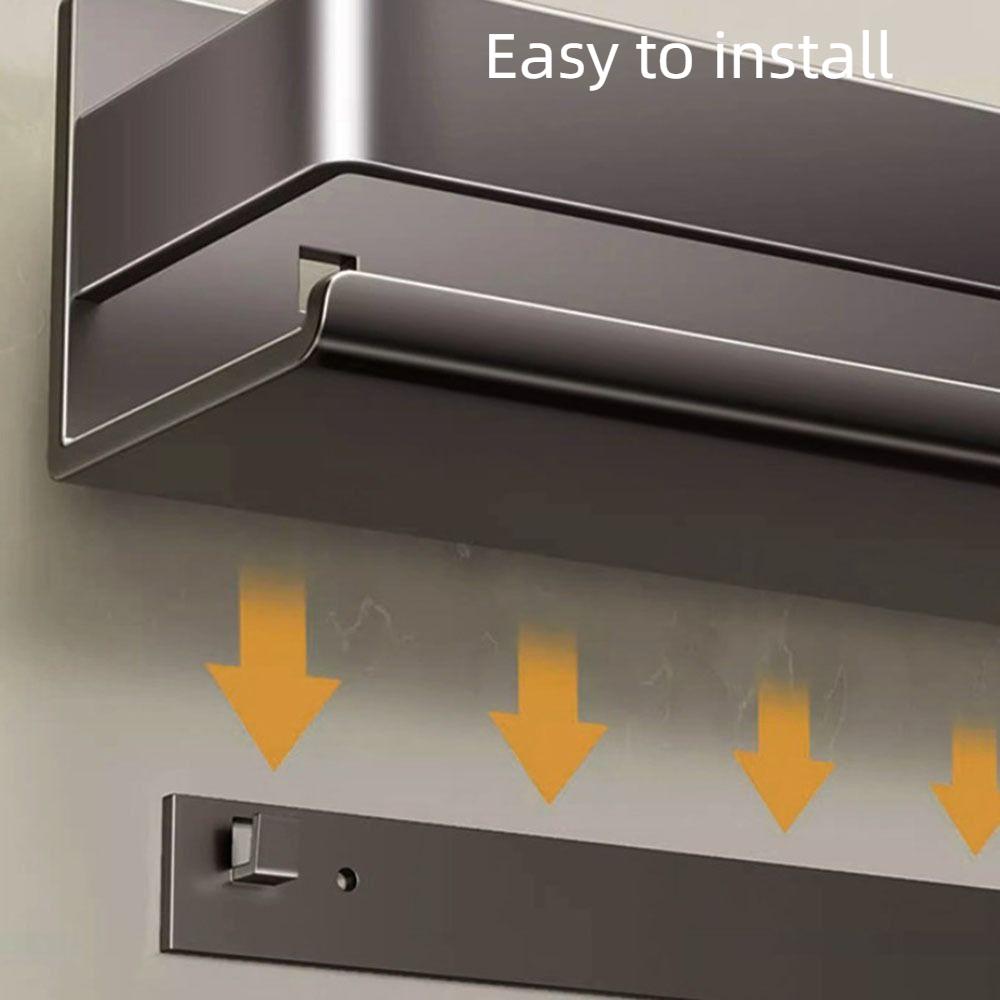 Настенные полки для хранения в ванной комнате, органайзер для туалета без перфорации, кухонная полка для специй, алюминиевые серые полки для туалетной комнаты, косметика