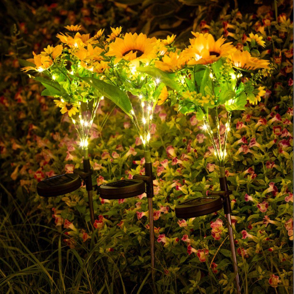 Colorful Design Solar Lawn Lamp Sunflower Shape Waterproof Feature LED Lawn Lamp Solar Powered Garden Light Garden Decoration