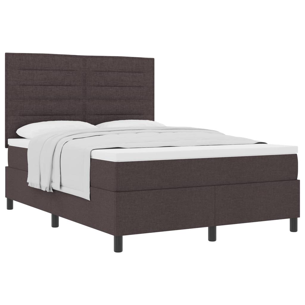 Box Spring Bed with Mattress Dark Brown 160 x 200 cm Fabric