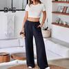 Женские брюки, эластичные, с высокой талией, прямые, широкие, длинные брюки, однотонные, свободного кроя, длинные брюки с карманами, повседневная одежда