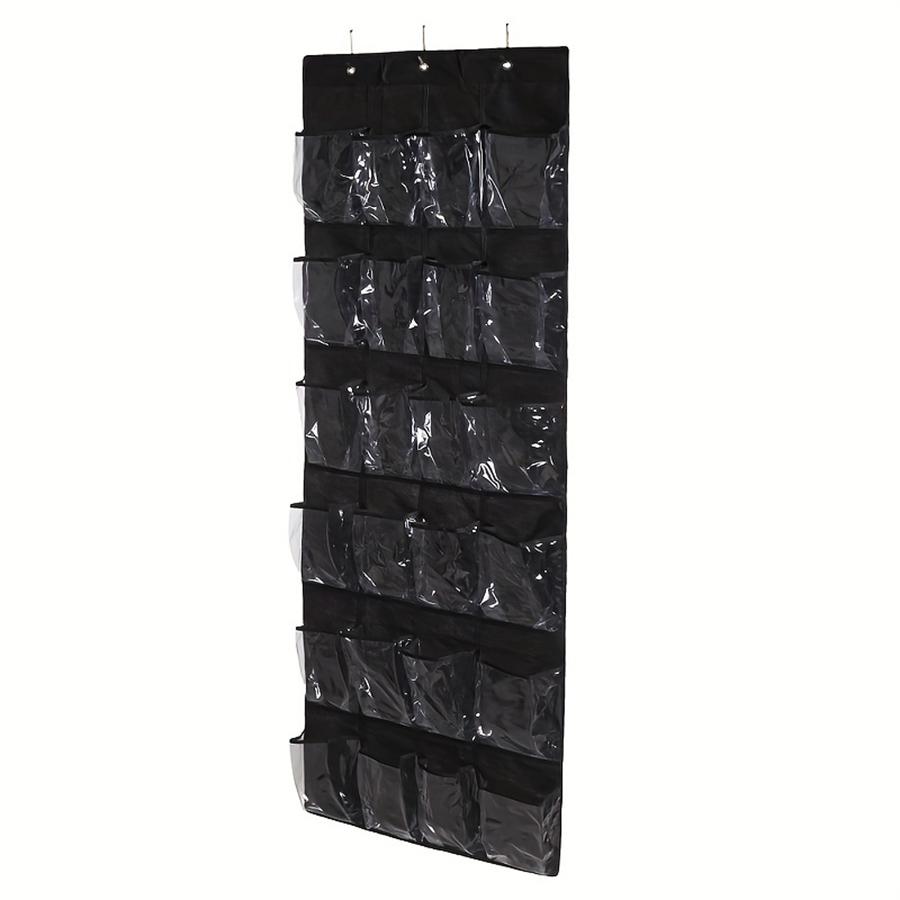 24 Bag Shoe Organizer, Sturdy Wardrobe Storage Rack Hangs On Door with 3 Metal Hooks To Store Shoes, Sneakers, Other Items