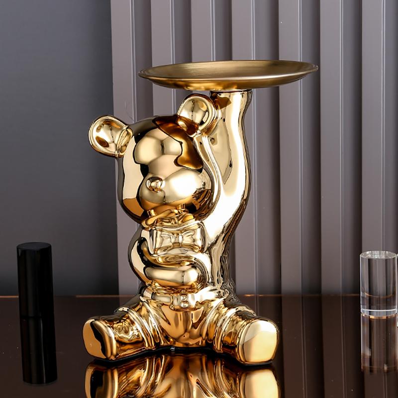 Керамическая красочная гальваническая коробка для хранения в виде медведя, для дома, гостиной, новой комнаты, настольный лоток для хранения, декоративная статуэтка, копилка, украшения