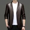 Men's Autumn/winter New Leather Men's Casual Suit Jacket Slim Leather Jacket Business Small Suit Man