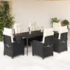 VidaXL Garden Dining Set with Cushions 7 Pcs, Table and Chairs with Adjustable Backrest, Outdoor Furniture, 3212729