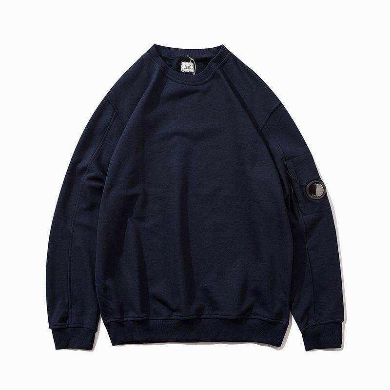 CP lens cross-border men's clothing loose solid color round neck pullover terry sweater C. P casual trend youth trendy brand men