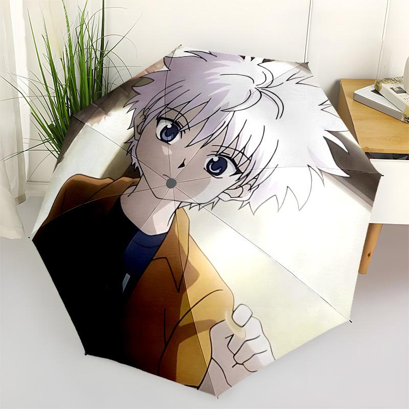 1pc HUNTER X HUNTER Gon & Killua Anime Character Automatic Folding Umbrella, Portable 3-Fold Design with Iron Frame, Outdoor for Fans, Travelers, Dail