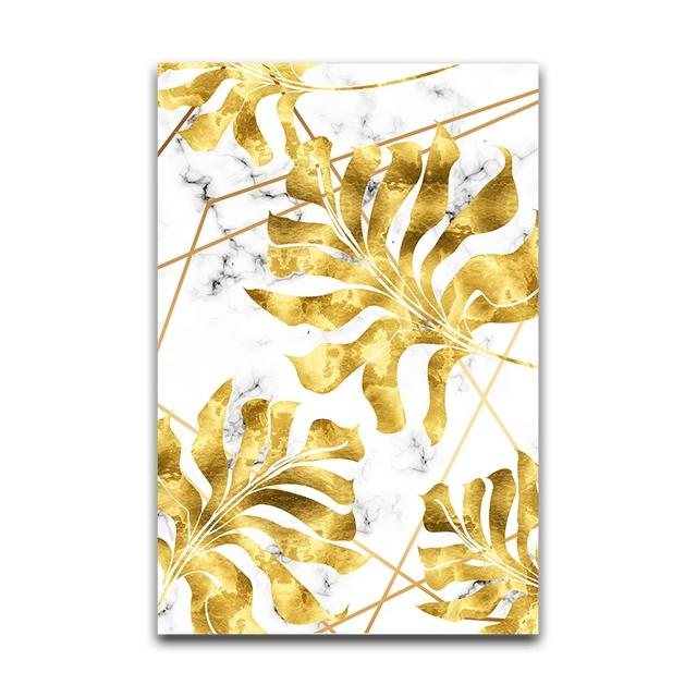Черные Золотистые Желтые Листья Абстрактная Настенная Картина Картина На Холсте Плакат Печать Декор Настенные Картины Украшения Гостиной