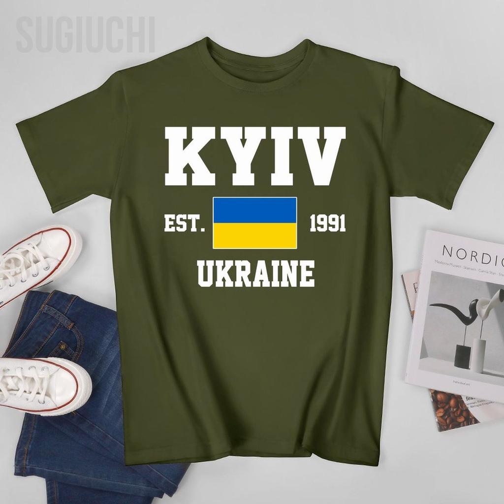 Флаг Украины Основан в 1991 году Киев Унисекс Футболка Футболки Футболка С круглым вырезом Футболки Унисекс Одежда для мальчиков 100% Хлопок