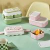 Коробка для хранения обедов со столовыми приборами, большая емкость, креативный мультяшный чехол для бенто для студентов и офисных работников