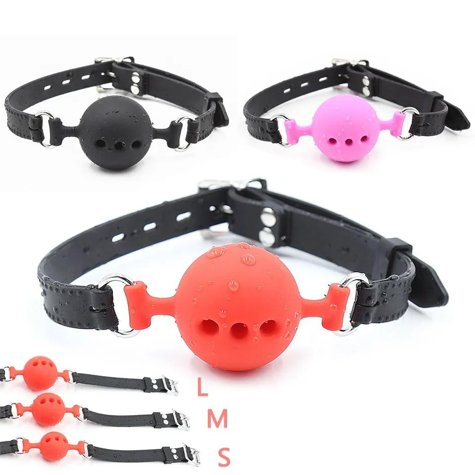 Soft Silicone Gag Ball Oral Bondage Gear Fetish Open Mouth Breathable Sex Toys For Couples Cosplay Slave Exotic Accessories