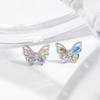 Exquisite Hollow Butterfly Earrings Korean Version With Niche Design And Compact Mini Colored Diamond Earrings