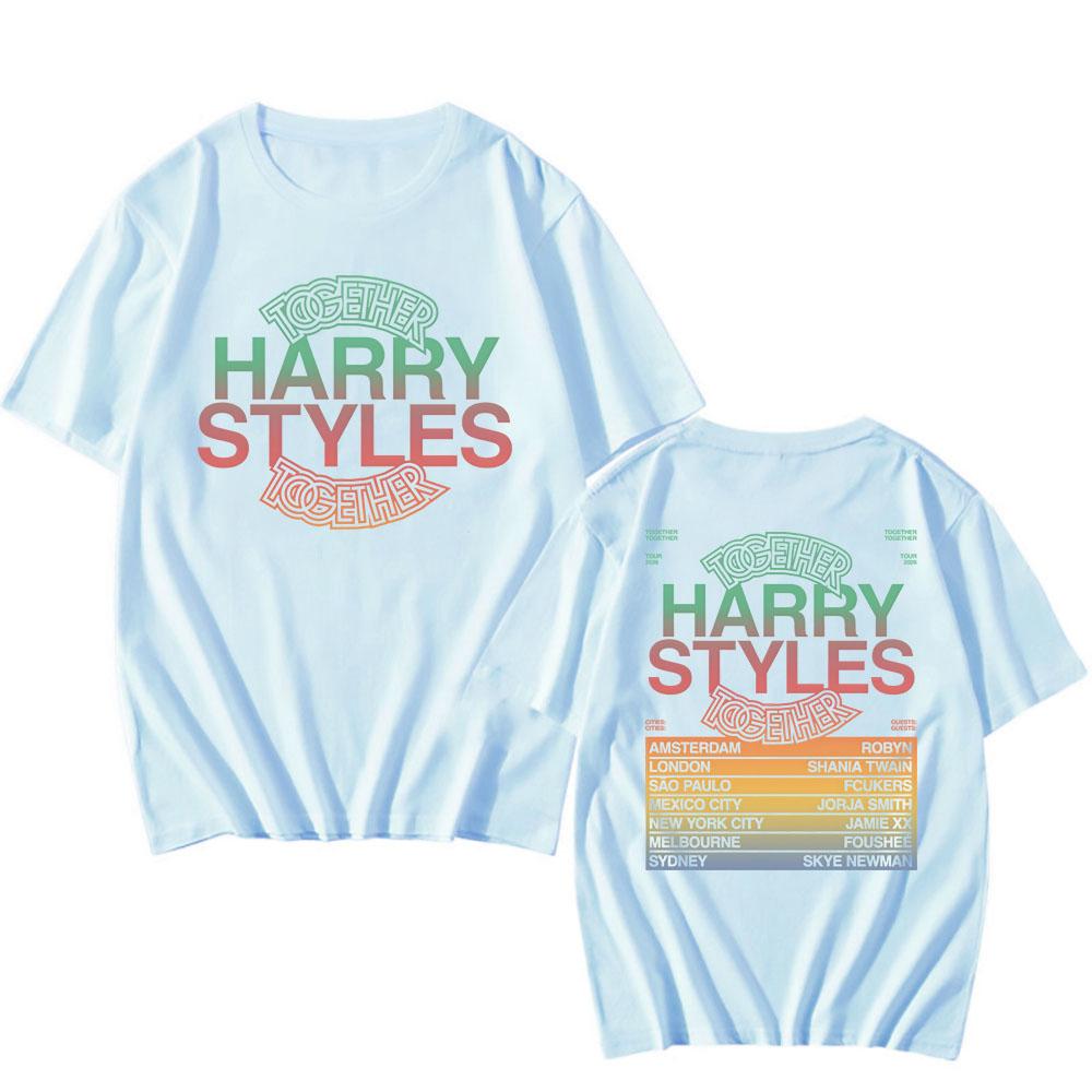 HarryStyles Together, Together Tour 2026 Футболки 100% Хлопок Летняя Короткий Рукав Унисекс Футболка Певец Графический Принт Футболки Мужские Топы смешные футболки