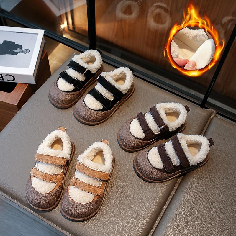 New Korean Style Children's Cotton Shoes Kids Winter Warm Plush Shoes Fashion Soft Bottom Toddlers Casual Shoes for Boys Girls