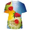 Fresh Fruit Berry Pattern Men's T-shirt Casual Men's Soft Loose Short Sleeved Clothing Fashionable Street Wear Fun Round Neck Tops