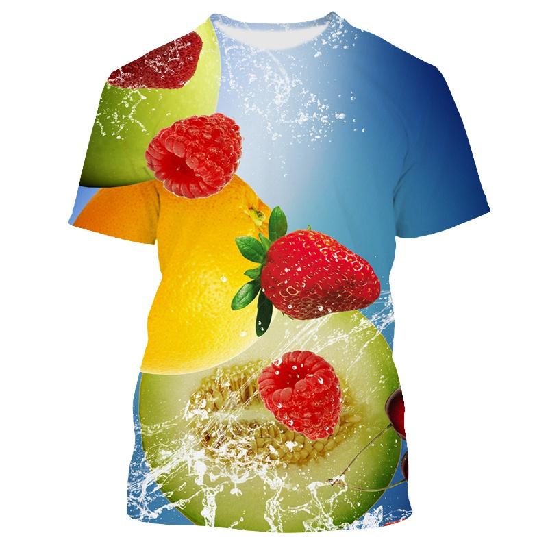 Fresh Fruit Berry Pattern Men's T-shirt Casual Men's Soft Loose Short Sleeved Clothing Fashionable Street Wear Fun Round Neck Tops