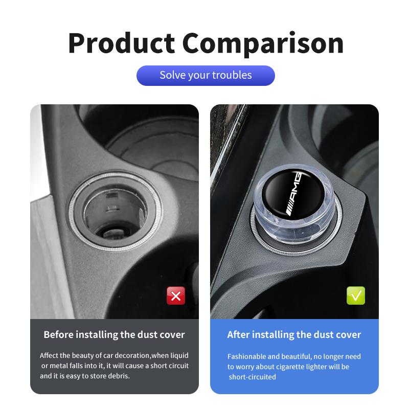 BLZ3 Car Cigarette Lighter Cover Dust Proof Cap Decoration Plug For Mercedes Benz AMG W204 W205 W203 W211 W201 W210 W108 W124 W126