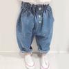 Осенние джинсы для маленьких девочек, повседневные широкие брюки с высокой талией, свободные джинсовые джинсы, мешковатые джинсовые брюки с карманами, От 3 до 8 лет