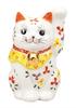 Kutani Ware Iwataya Size Beckoning Cat with Small Flowers 3.3 K9-1564