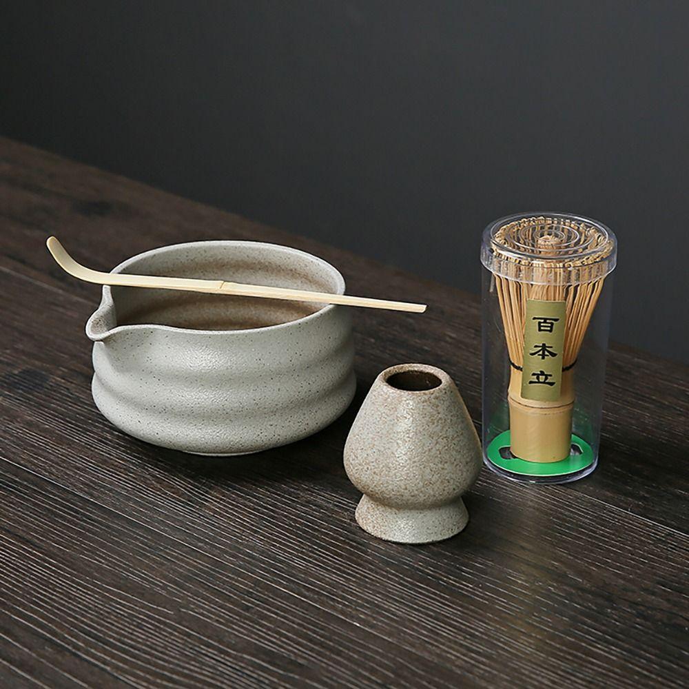4PCS Food Grade Japanese Matcha Tea Set Bamboo Ceramic Japanese Chasen Matcha Whisk Set Stirring