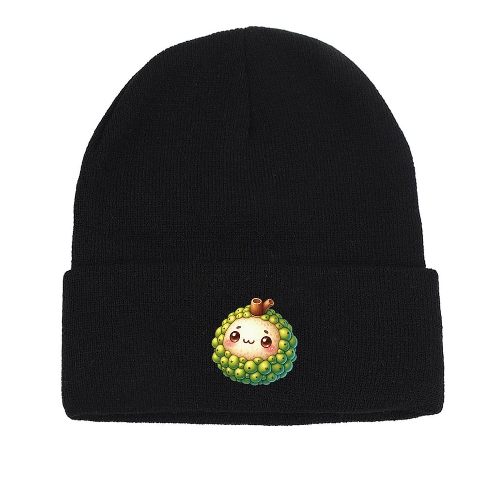 Cartoon Jackfruit Warm Knitted Cap Beanie, Fruit Woman Cap Cuff Fit Simple Headwear Knit Cap Beanie