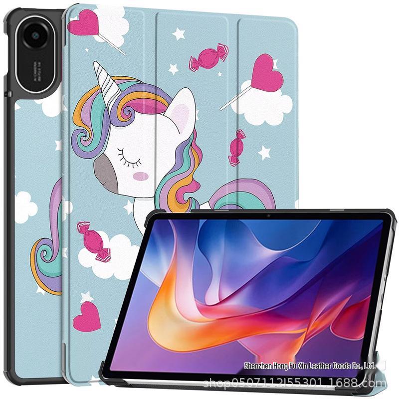 Кожаный чехол-книжка с тремя сгибами и защитой от падения для Xiaomi Redmi Pad 2 2025