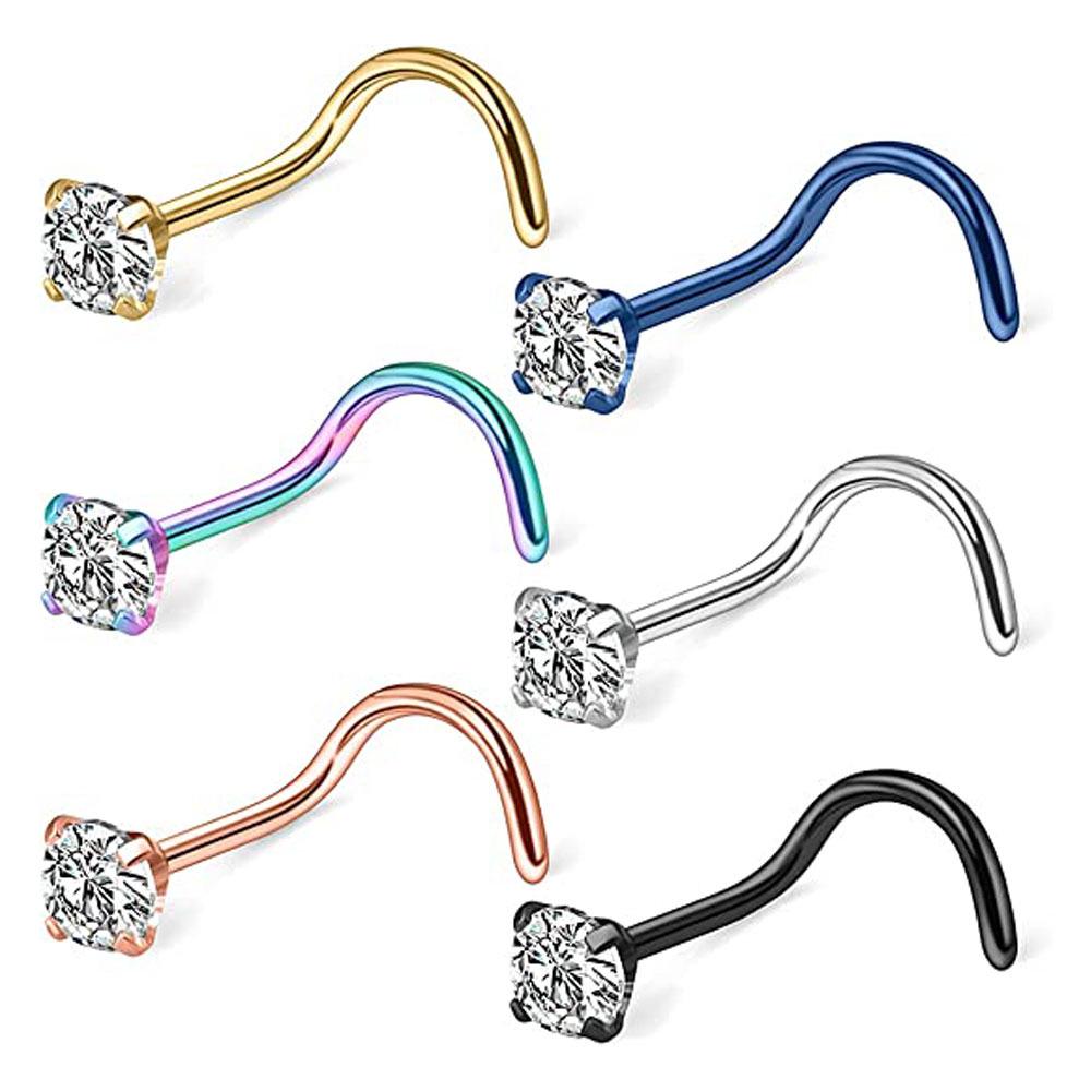 European & American Fashion Stainless Steel Zircon Nose & Lip Piercing Jewelry