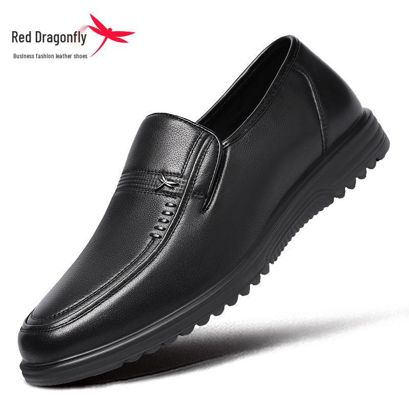 Мужские кожаные мокасины Red Dragonfly в стиле Business Casual - Модель Весна 2025, износостойкие и противоскользящие, для мужчин среднего и пожилого возраста.