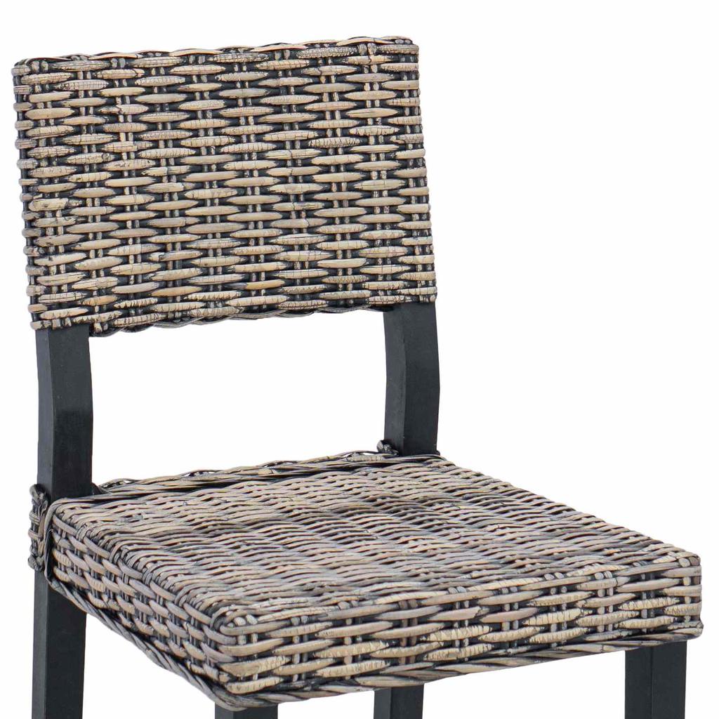 Dining Chair Set of 2 Kubu Rattan Washed Black