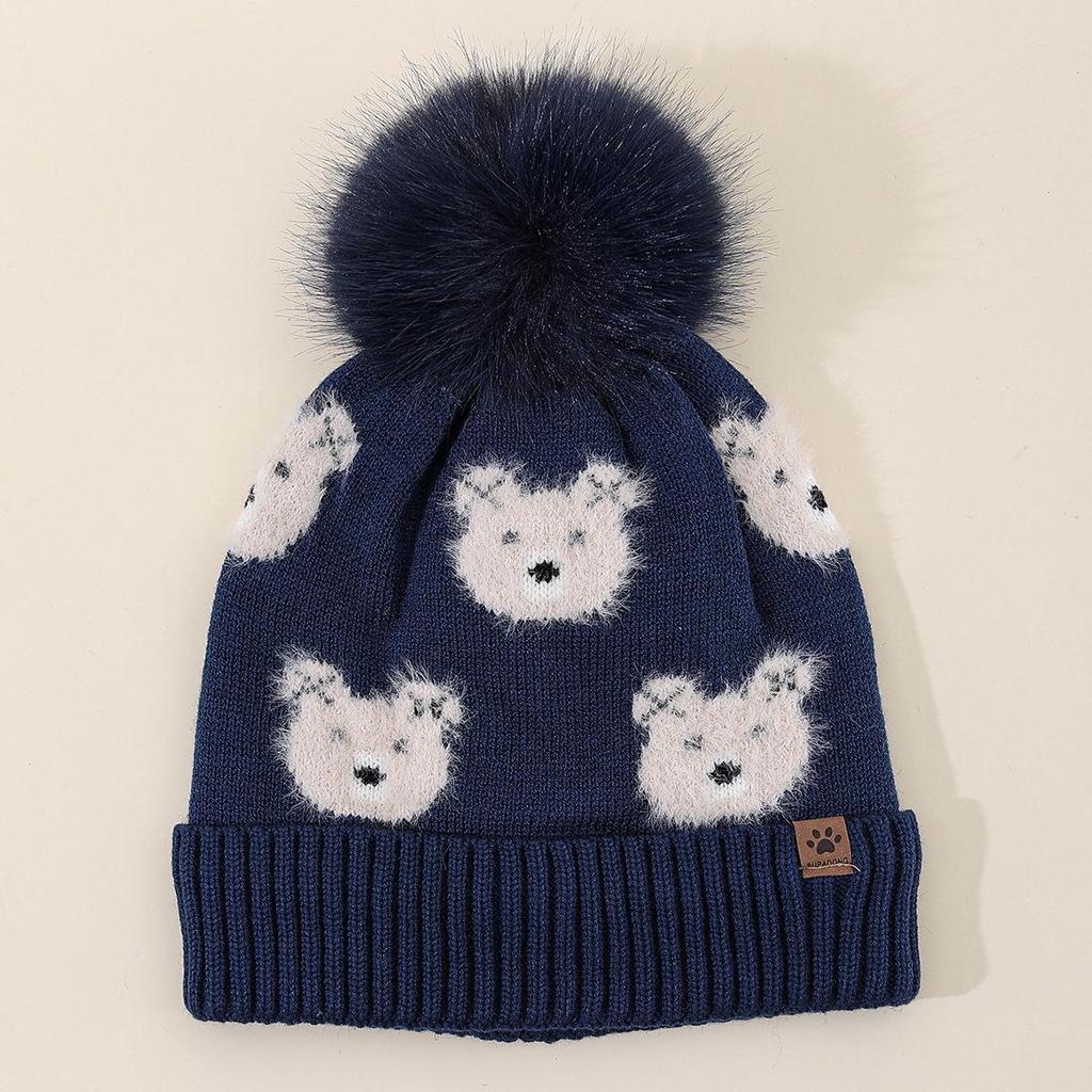 Очаровательная детская шапка с помпоном и подкладкой из флиса «Медвежонок» - Уютный вязаный зимний аксессуар