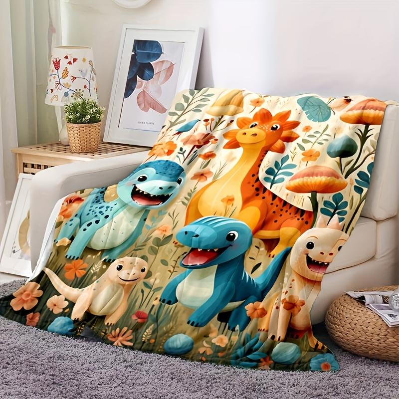 A Cozy Cartoon Dinosaur-Themed Flannel Blanket, Soft And Warm, Makes a Perfect Gift for Holiday Memories, Suitable for Friends And Family, I