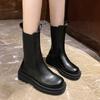 Fashion 2024 Women's New Winter Style Plush Warm Thick-soled Fashionable Solid Color Mid-calf Boots