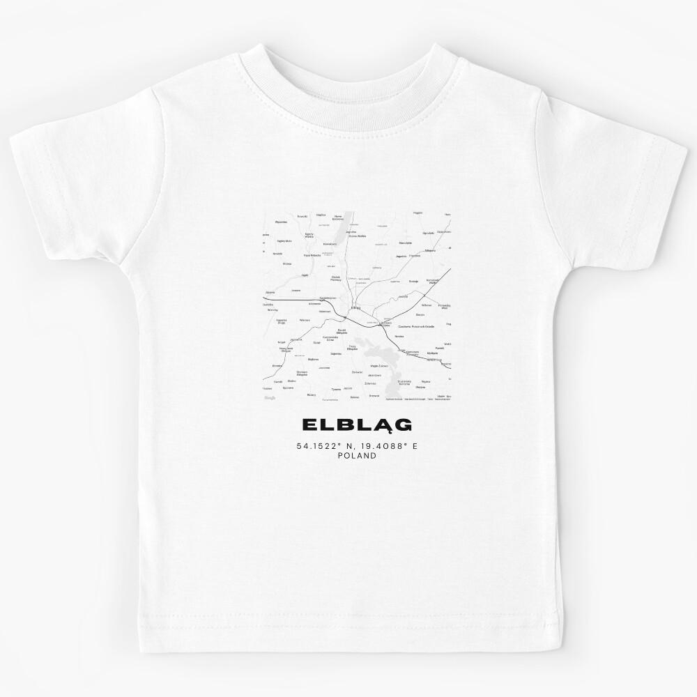 Elbląg Poland Map | Minimalist Black and White City Poster Kids T-Shirt