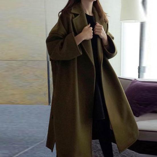 Женское пальто с отложным воротником, сохраняющее тепло, свободное однотонное женское пальто, женская одежда