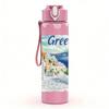 1PC Greece Santorini View 750ml Color Plastic Sports Water Bottle Leakproof Flip Straw Lid For Sports Office Home Use