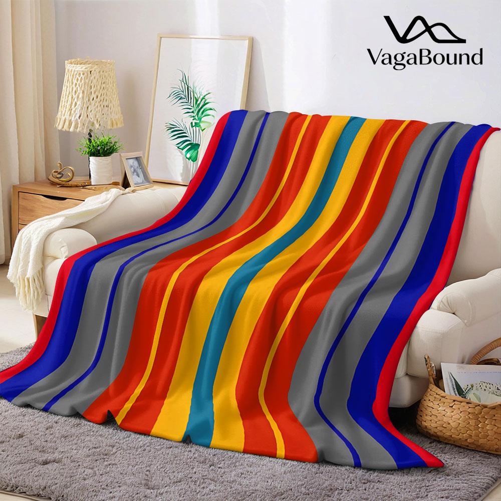 Retro Stripe Flannel Blanket Warm Soft Halloween Christmas Decorative Couch Warm Cozy All-Season Gift
